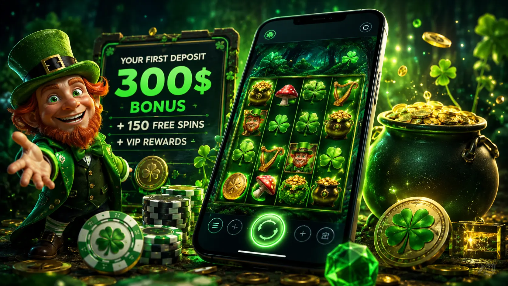 Patrick Spins Casino — 100% Welcome Bonus up to £500 plus 200 Free Spins
